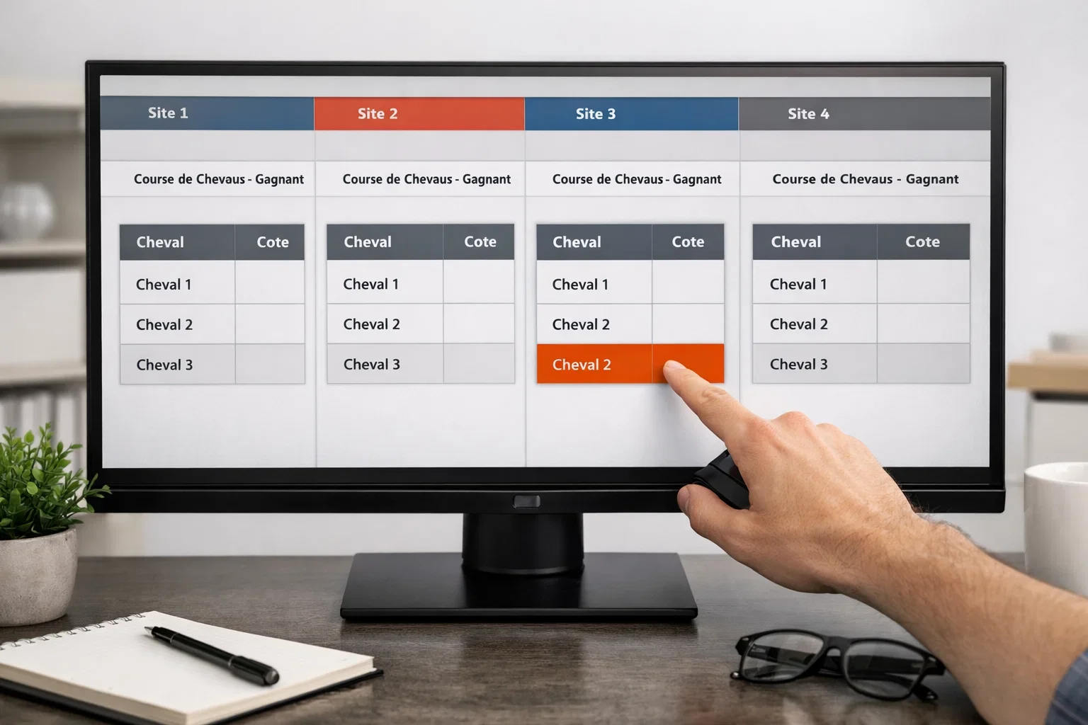 Vergelijking van quoteringen op meerdere schermen