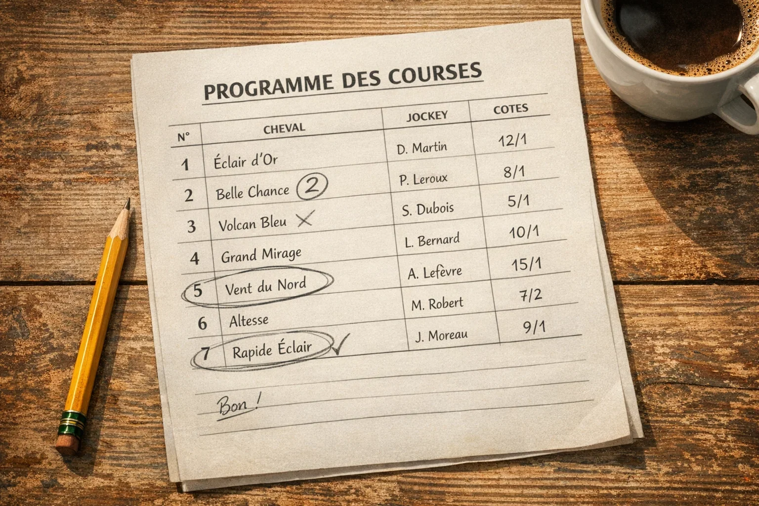 Wedformulier met quoteringen en potlood op houten tafel